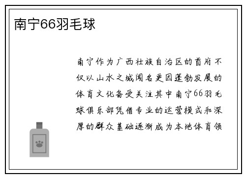 南宁66羽毛球